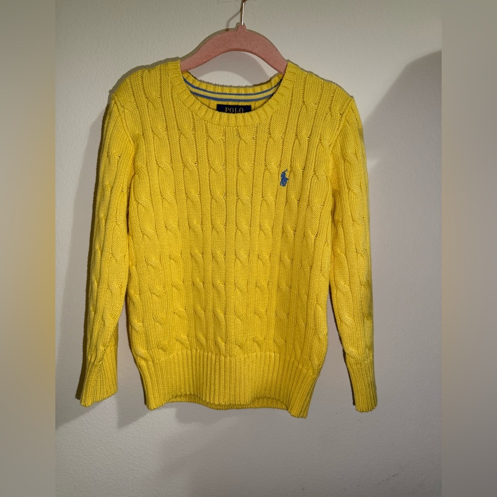 Polo Ralph Lauren Bright Yellow Cable-Knit Crewneck Sweater